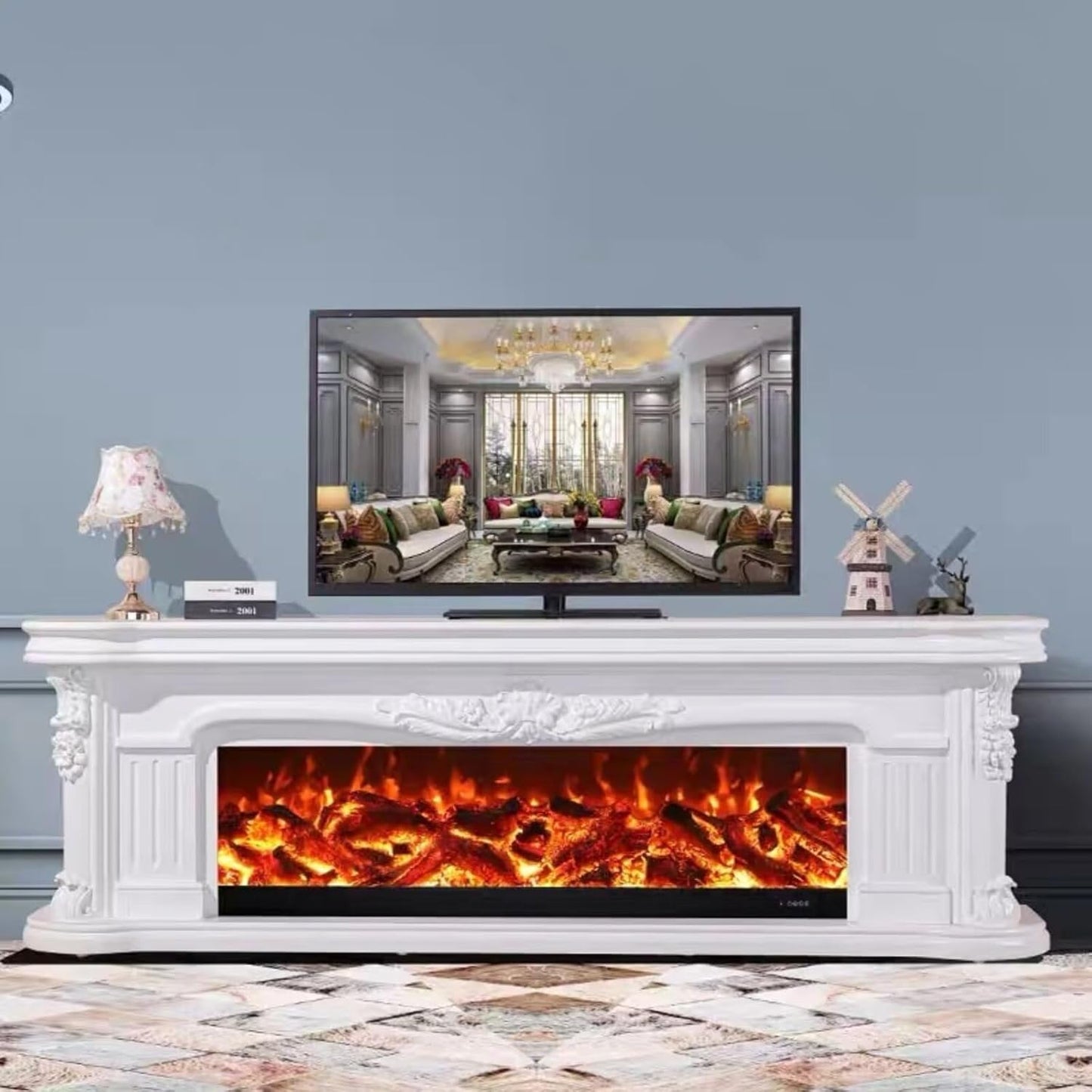 Aihm-Lon Exquisite Electric Fireplace with Realistic LED Flame Effect 79”