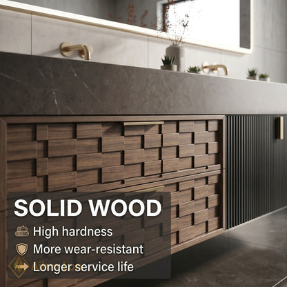 60''-96'' Double Bathroom Vanity with Sink Modern Geometric Drawers Dark Stone Veined