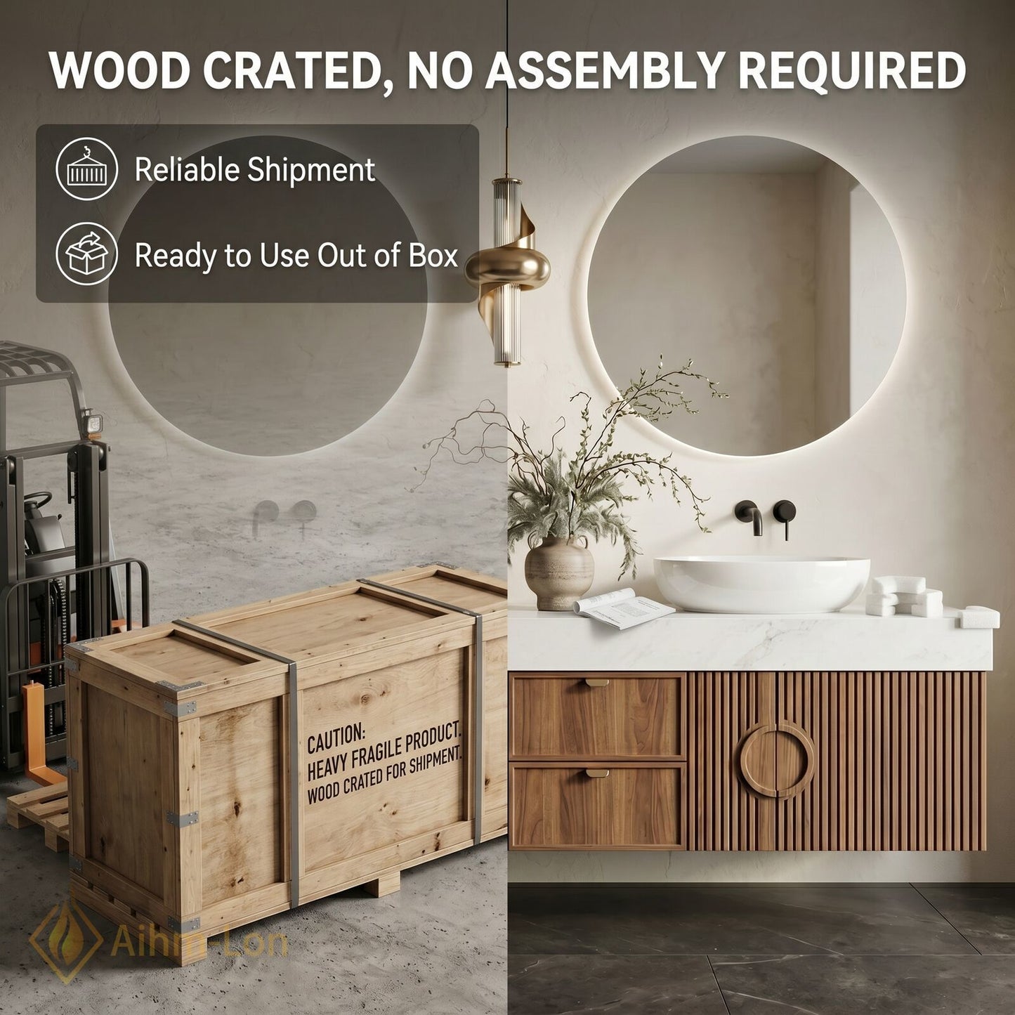 78''-96'' Double Bathroom Vanity with Sink White-Marble White Modern Vanities Grooved Wood