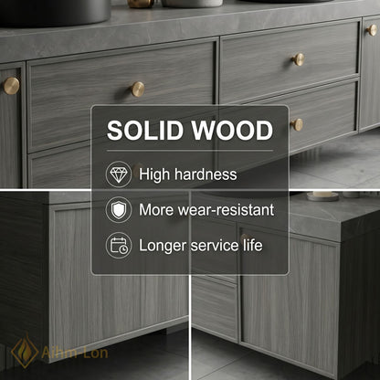 60''-96'' Double Bathroom Vanity with Sink Warm Grey Wood Grain Vertical Slats