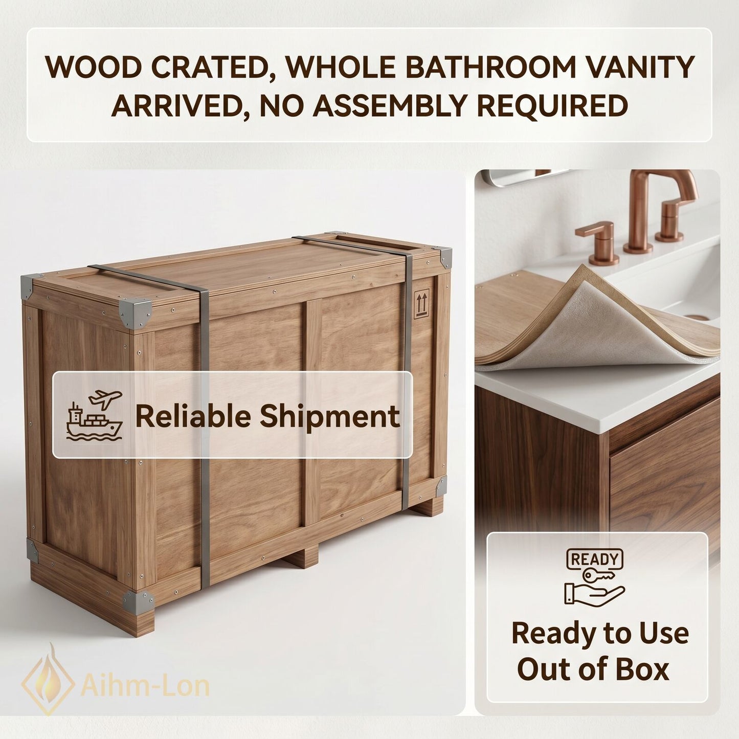 78''-96'' Modern Bathroom Vanity with Sink Floating Dark Walnut Deep Drawers Cabinet