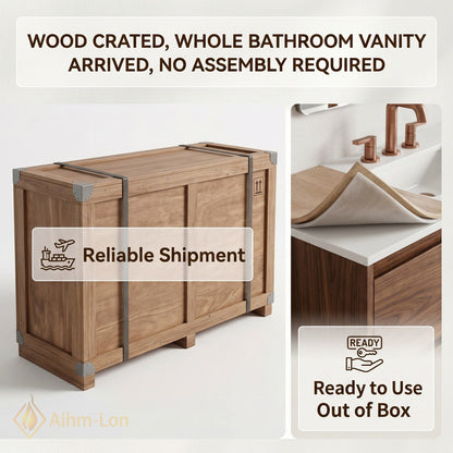 78''-96'' Modern Bathroom Vanity with Sink Floating Dark Walnut Deep Drawers Cabinet