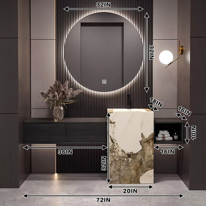 52"-72"Luxurious Bathroom Vanity with Sink Includes Individual Black Drawer