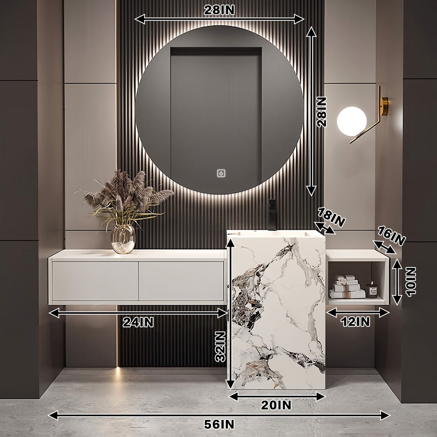 52"-72"Luxurious Bathroom Vanity with Sink Includes Individual White Drawer