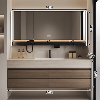 36"- 72" Solid Wood Bathroom Vanity Set with Intelligent Mirror