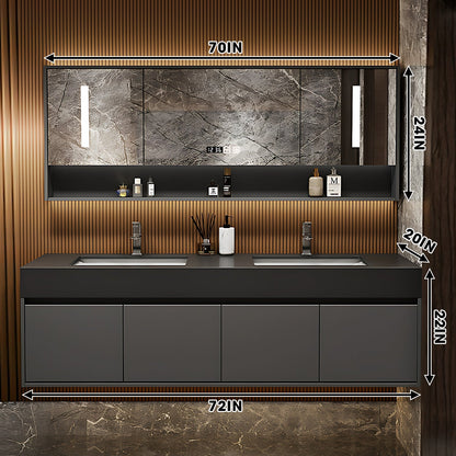 52"- 96"  Modern Floating Double Sink Bathroom Vanity Set,  Smart Mirror Cabinet
