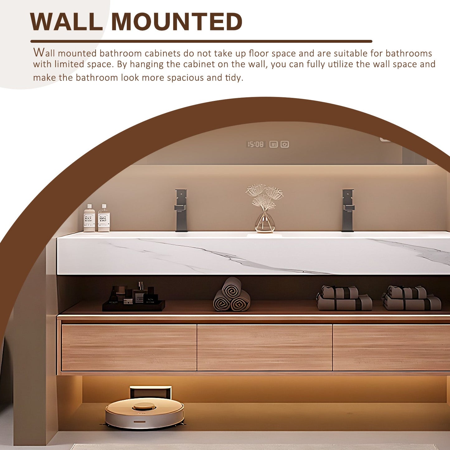 56"- 96" Modern Bath Vanity Set with Smart Backlit Mirror