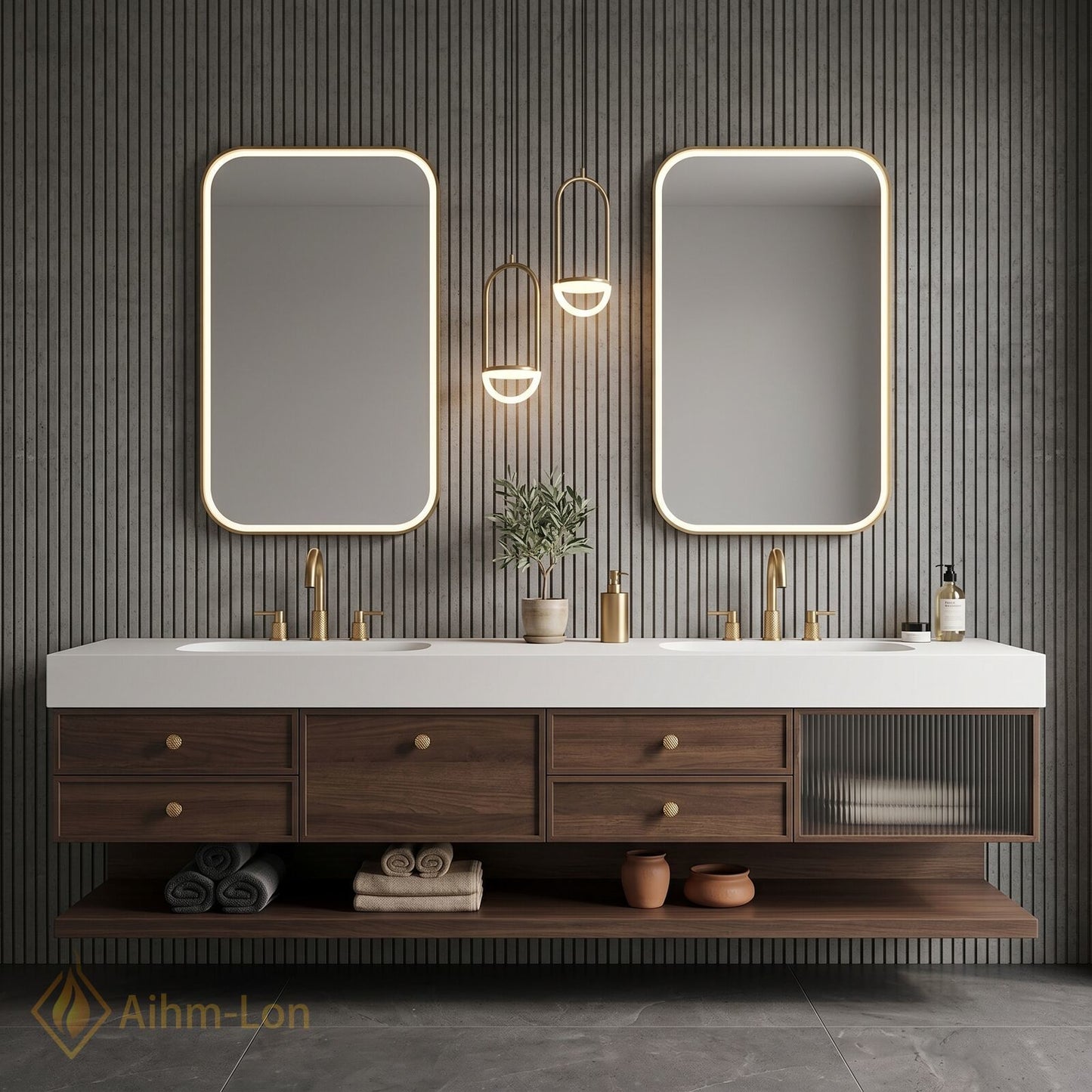 70''-96'' Double Bathroom Vanity with Sink Floating Solid-Wood Elegant Wide Top Frameless