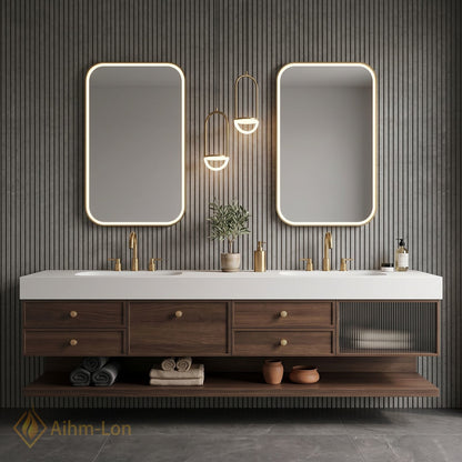 70''-96'' Double Bathroom Vanity with Sink Floating Solid-Wood Elegant Wide Top Frameless