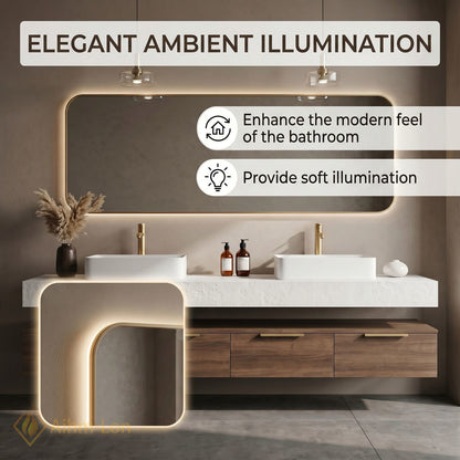 60''-96'' Double Bathroom Vanity with Sink Floating Textured Marble Top Design Smart