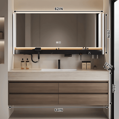 36"- 72" Solid Wood Bathroom Vanity Set with Intelligent Mirror