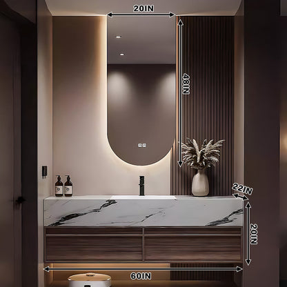 40"-72" Modern Floating Bathroom Vanity with Slate Countertop Smart Mirror