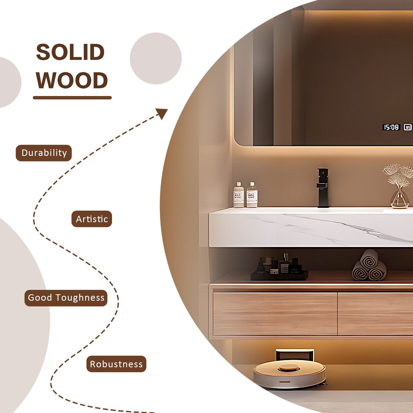 56"- 96" Modern Bath Vanity Set with Smart Backlit Mirror