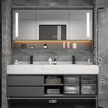 36"- 78" Modern Vanity Set for Bathroom with Smart LED Mirror and Sink
