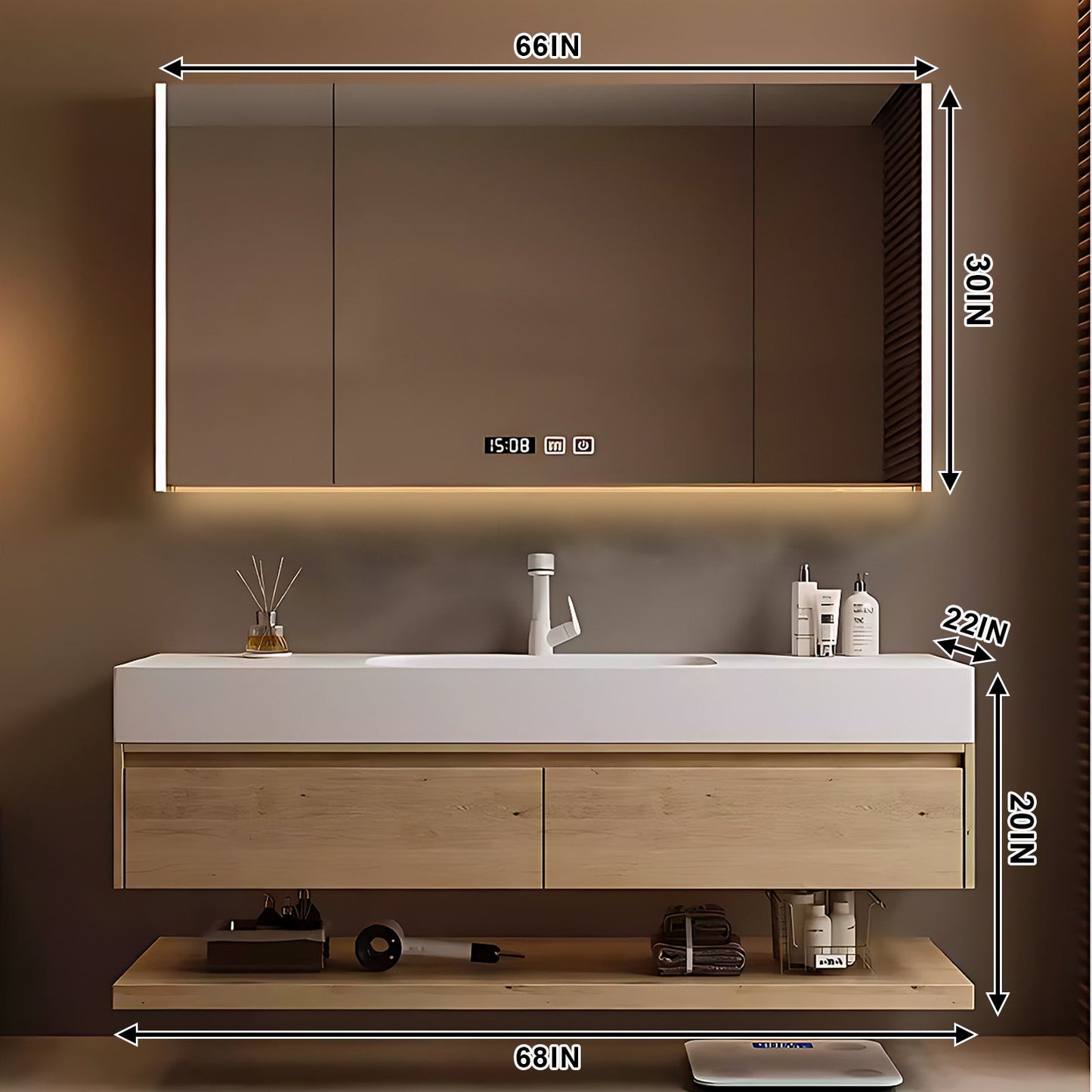 40"- 72" Single Basin Floating Bathroom Vanity Set with Mirror