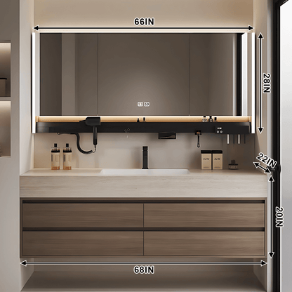 36"- 72" Solid Wood Bathroom Vanity Set with Intelligent Mirror