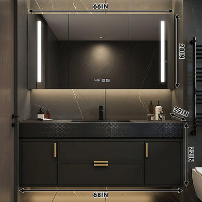 36"-68"Floating Bathroom Vanities with Sink Includes Wood Grain Style Slate Countertop
