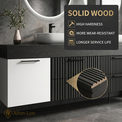 76''-96'' Double Bathroom Vanity with Sink Modern Floating Drawers Storage Dual Tone