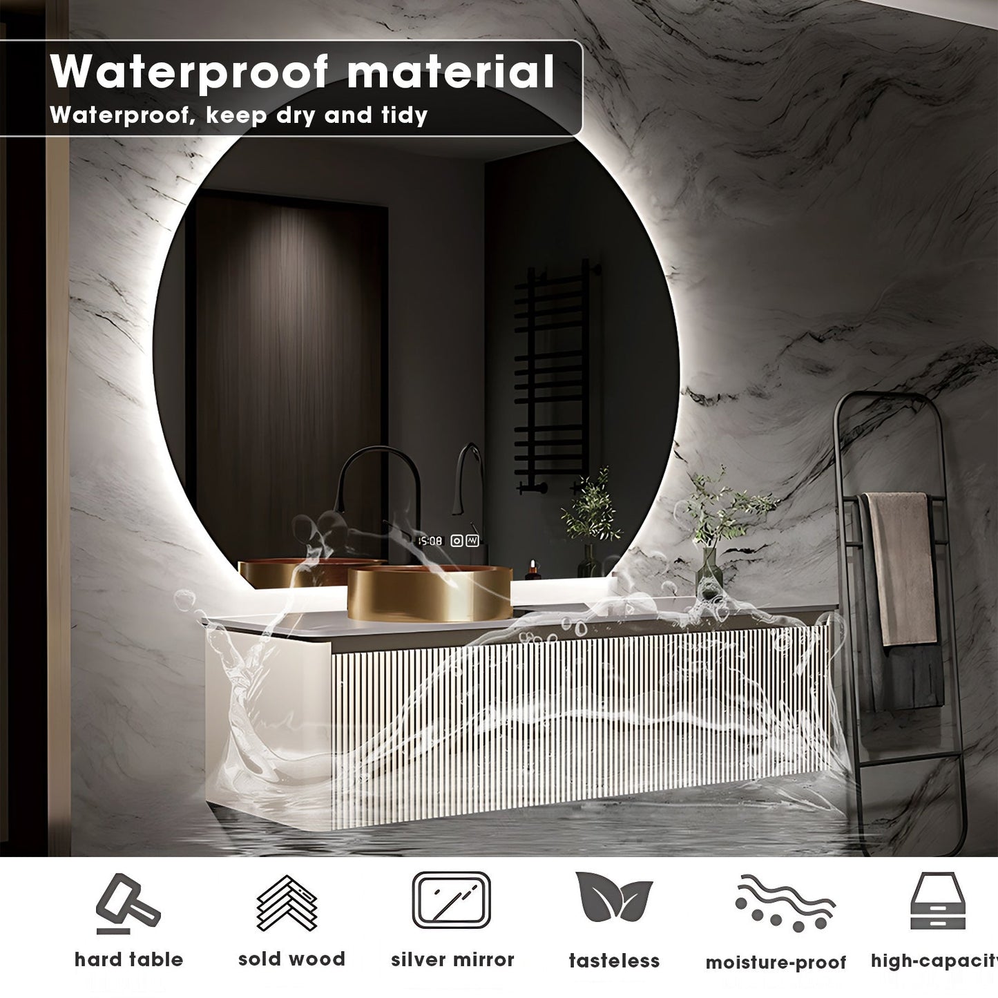 36"- 72" Modern Sink Wall Mounted Bath Vanity Set with Smart Defogging Mirror