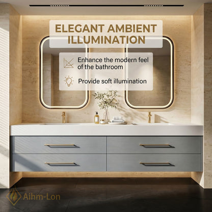 60''-96'' Double Bathroom Vanity with Sink White Floating Modern Gray Drawers Solid