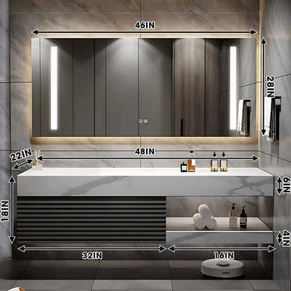 40"-72"Bathroom Vanity with Sink, Floating Solid Wood  Cabinet with Striped Door Panel