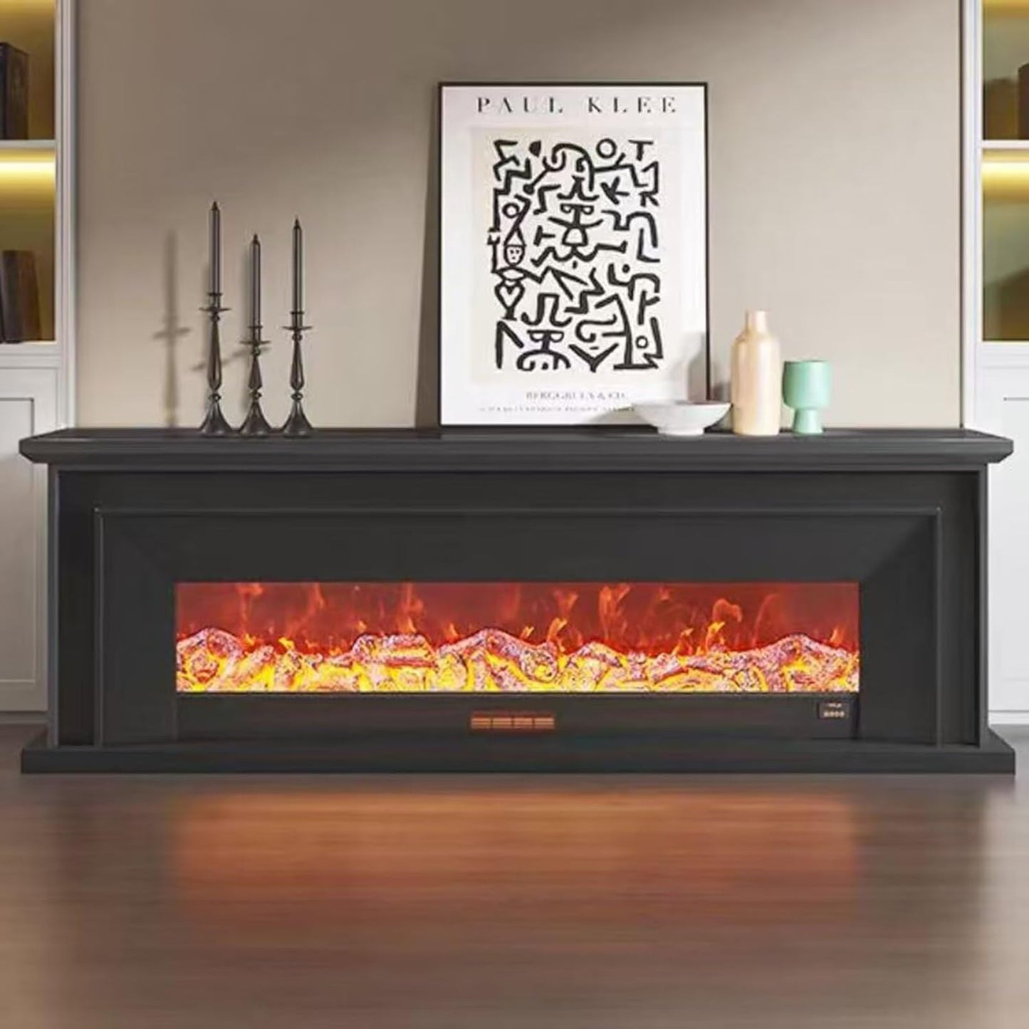 Aihm-Lon Simple Electric Fireplace Solid Wood Frame 47”-86“