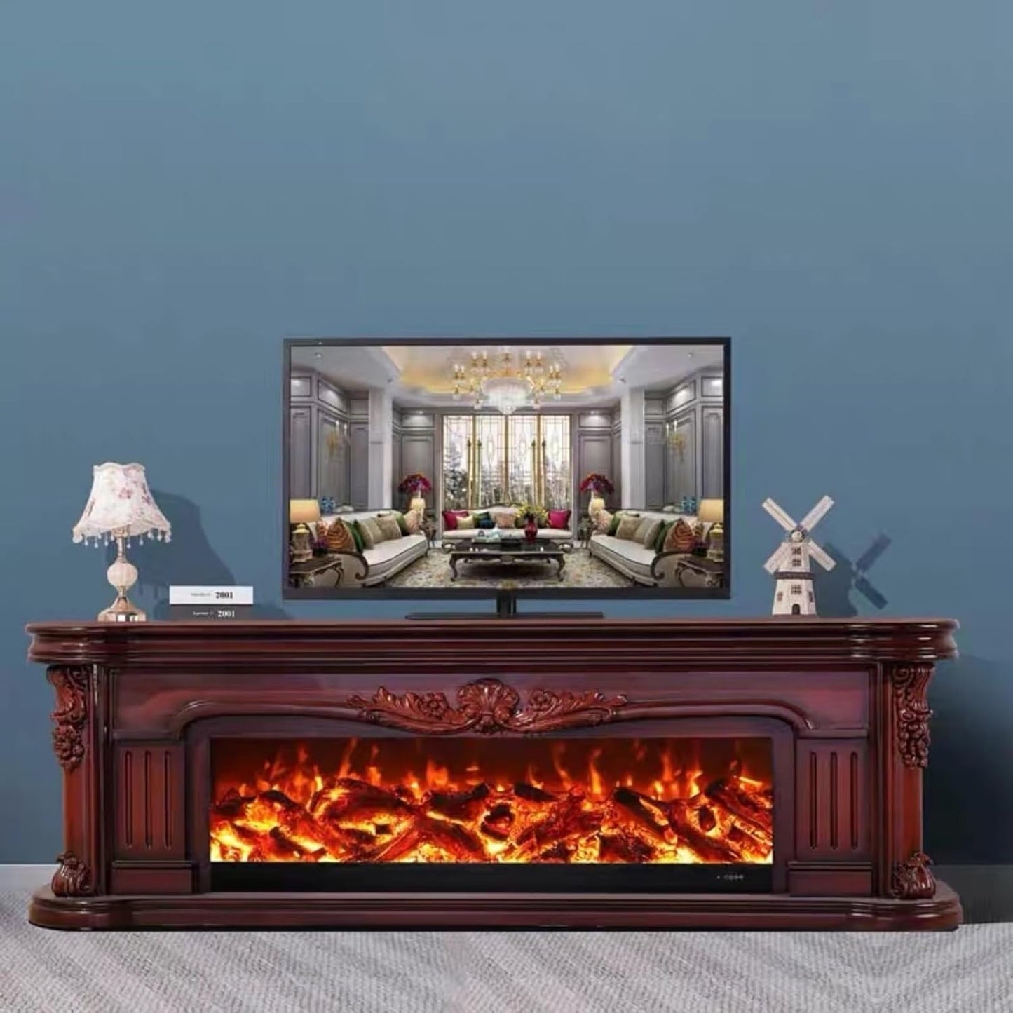 Aihm-Lon Exquisite Electric Fireplace with Realistic LED Flame Effect 79”