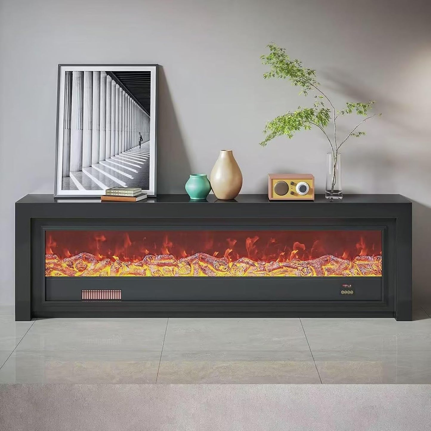 Aihm-Lon Modern Electric Fireplace with Spacious Top Shelf 59”-95”