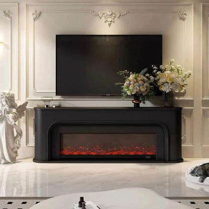 Aihm-Lon Modern Electric Fireplace Curved Corner and Simple Countertop 47”-79”