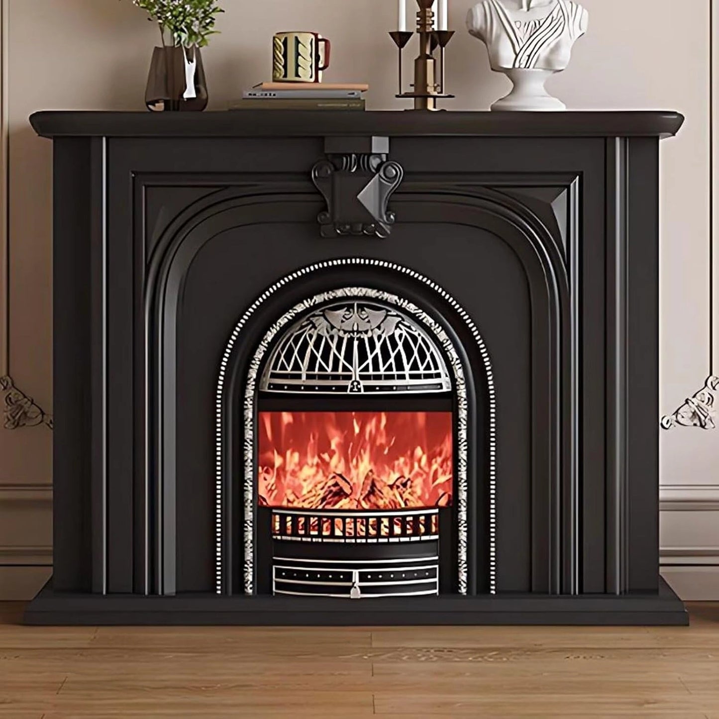 Aihm-Lon Elegant Electric Fireplace with Vintage Birdcage and Faux Flames 39”-59”