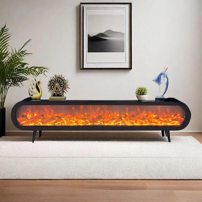 Aihm-Lon Indoor Electric Fireplace White Modern Style with Decorative Faux Flame 79”