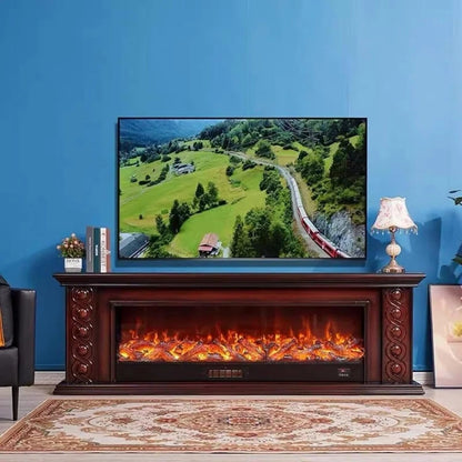 Aihm-Lon Luxury Electric Fireplace Includes Circular Carving with Decorative Flame 79”