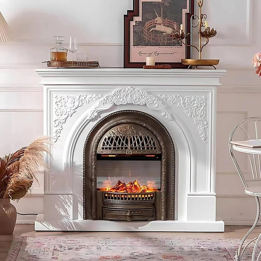 Aihm-Lon Freestanding Electric Fireplace Vintage Tall Chimenea TV Stand 51”