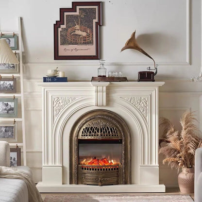 Aihm-Lon Vintage Electric Fireplace Includes Real Flame Insert and Heating Function 51”