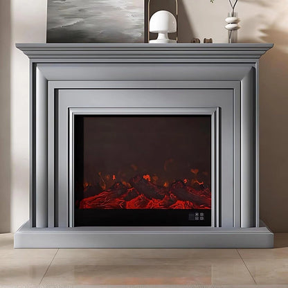 Aihm-Lon Electric Fireplace with Layered Lines White TV Stand 47”