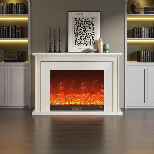Aihm-Lon Electric Fireplace Luxury Golden Stripe Design 47”-86”