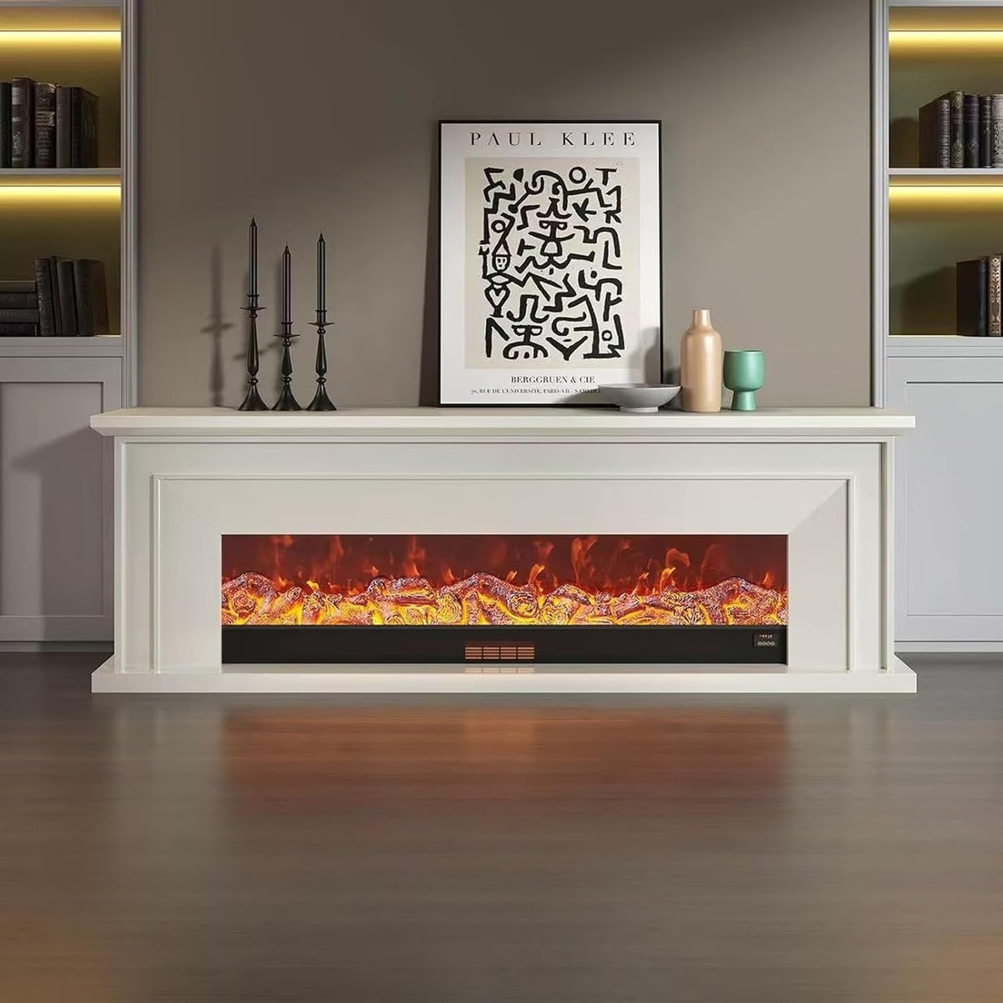 Aihm-Lon Simple Electric Fireplace Solid Wood Frame 47”-86“