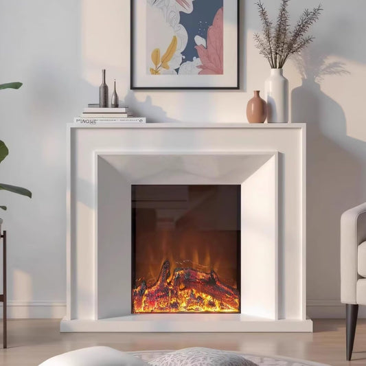 Aihm-Lon White Electric Fireplace Minimalist Line Design 47”-71”