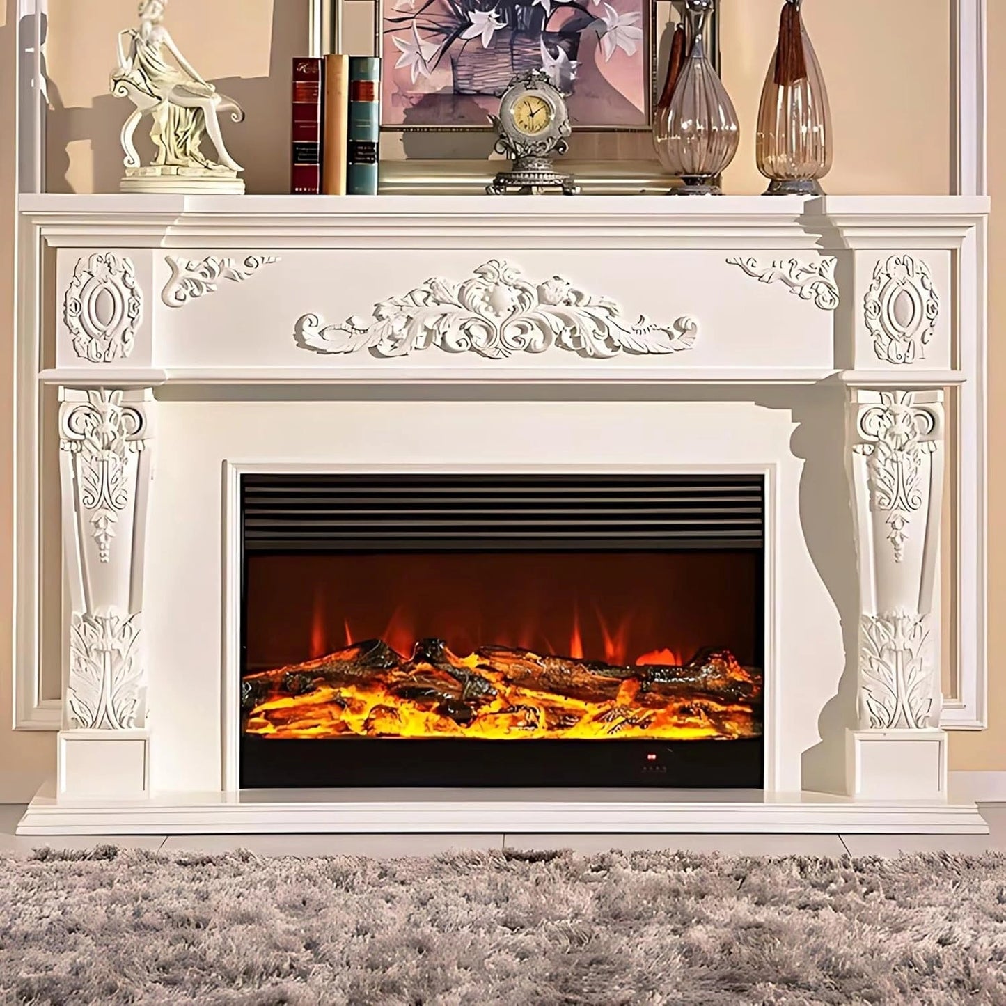 Aihm-Lon Luxury Electric Fireplace with Exquisite Carved Texture 71”