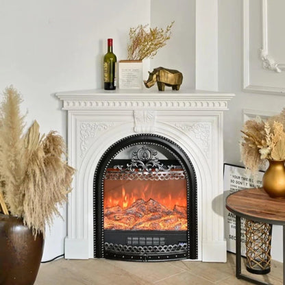 Aihm-Lon Corner Electric Fireplace with Triangular Cabinet and Modern Carving 39”