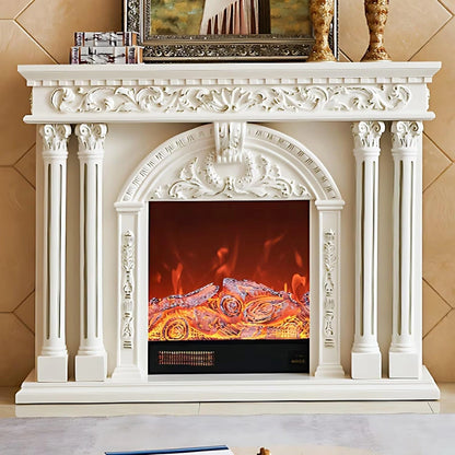 Aihm-Lon Elegant Electric Fireplace with Arched Carved Door Design 59”