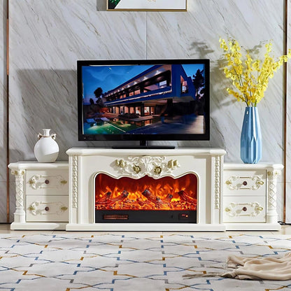 Aihm-Lon Luxury Electric Fireplace with Mantel Includes Vintage Carving 81”