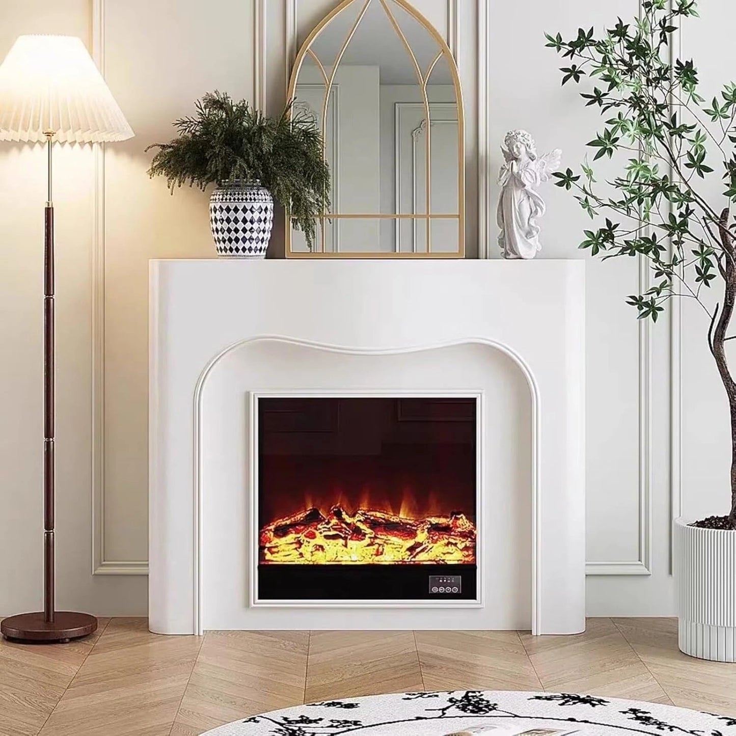 Aihm-Lon Elegant Electric Fireplace Includes Black Modern Wavy Design 42”