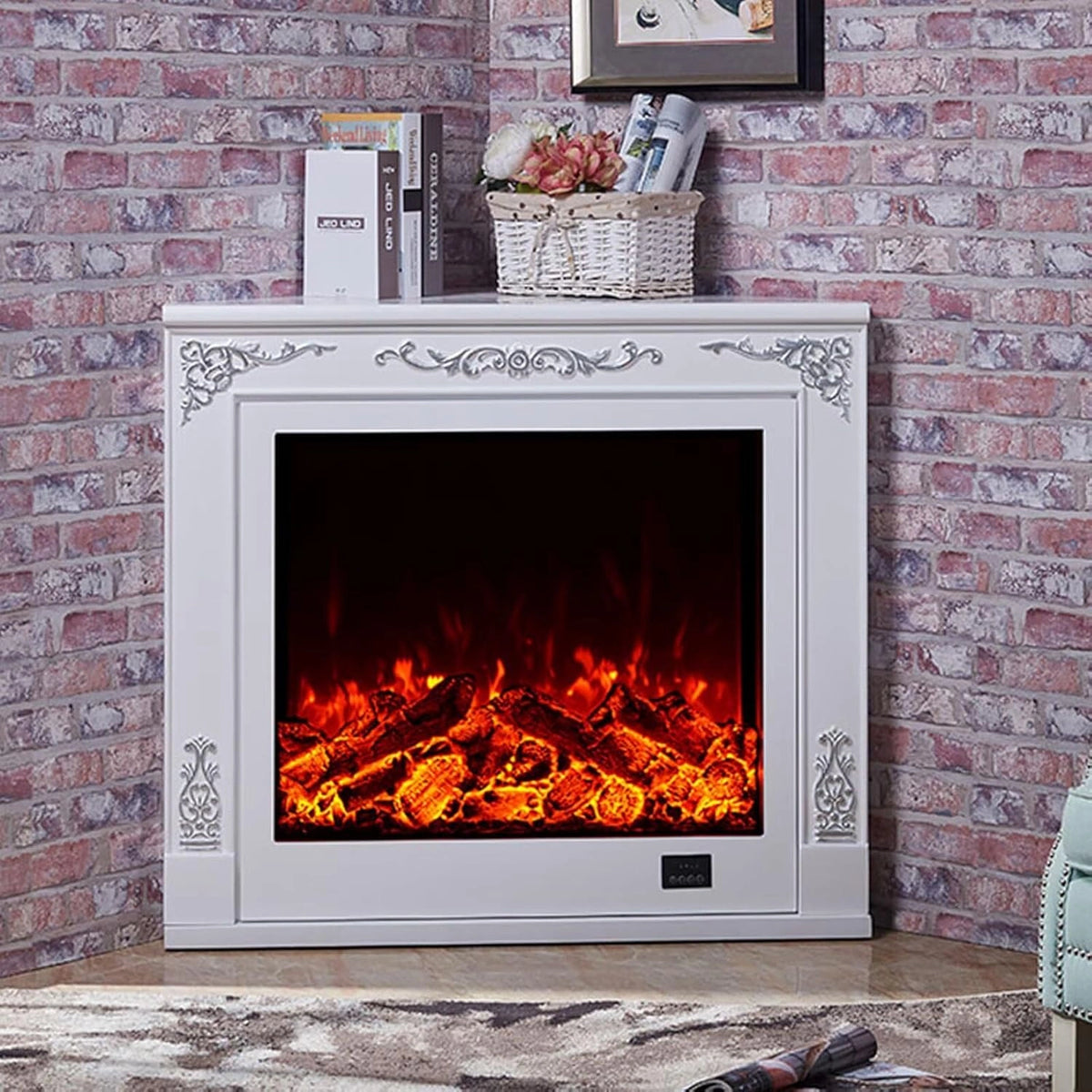 Triangular Fire Place Aihm-Lon Corner Electric Fireplace Includes White Triangular Design 39 ...