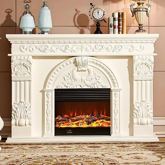 Aihm-Lon Electric Fireplace Includes Exquisite 3D Embossed Flower Design 71”