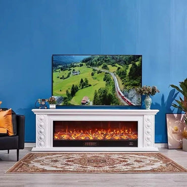 Aihm-Lon Luxury Electric Fireplace Includes Circular Carving with Decorative Flame 79”