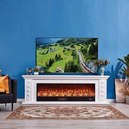 Aihm-Lon Luxury Electric Fireplace Includes Circular Carving with Decorative Flame 79”