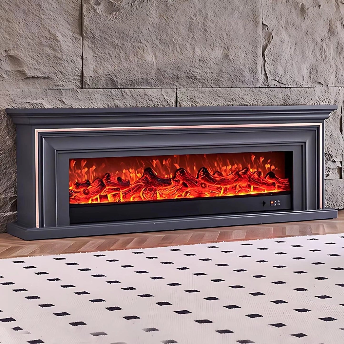 Aihm-Lon Indoor Electric Fireplace Overlay Holding Line Design 79”