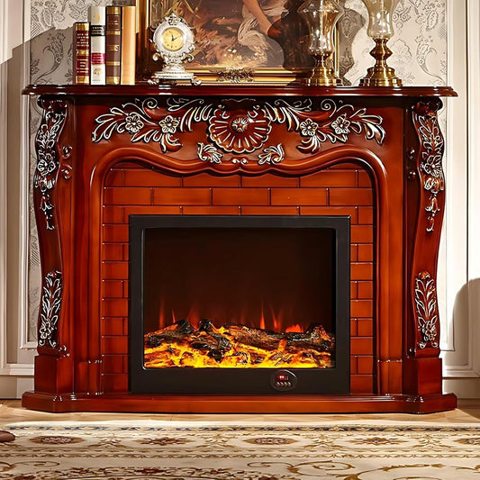 Aihm-Lon Brown Electric Fireplace with Simulated Brick 58”