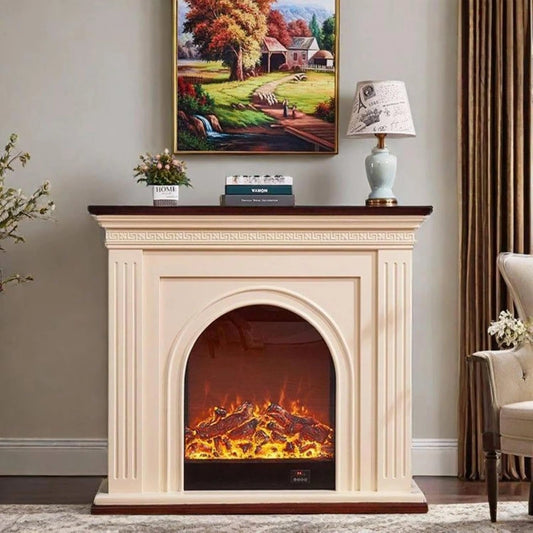 Aihm-Lon Tall Electric Fireplace Includes 3D Floral Carving & Arched Firebox 47”
